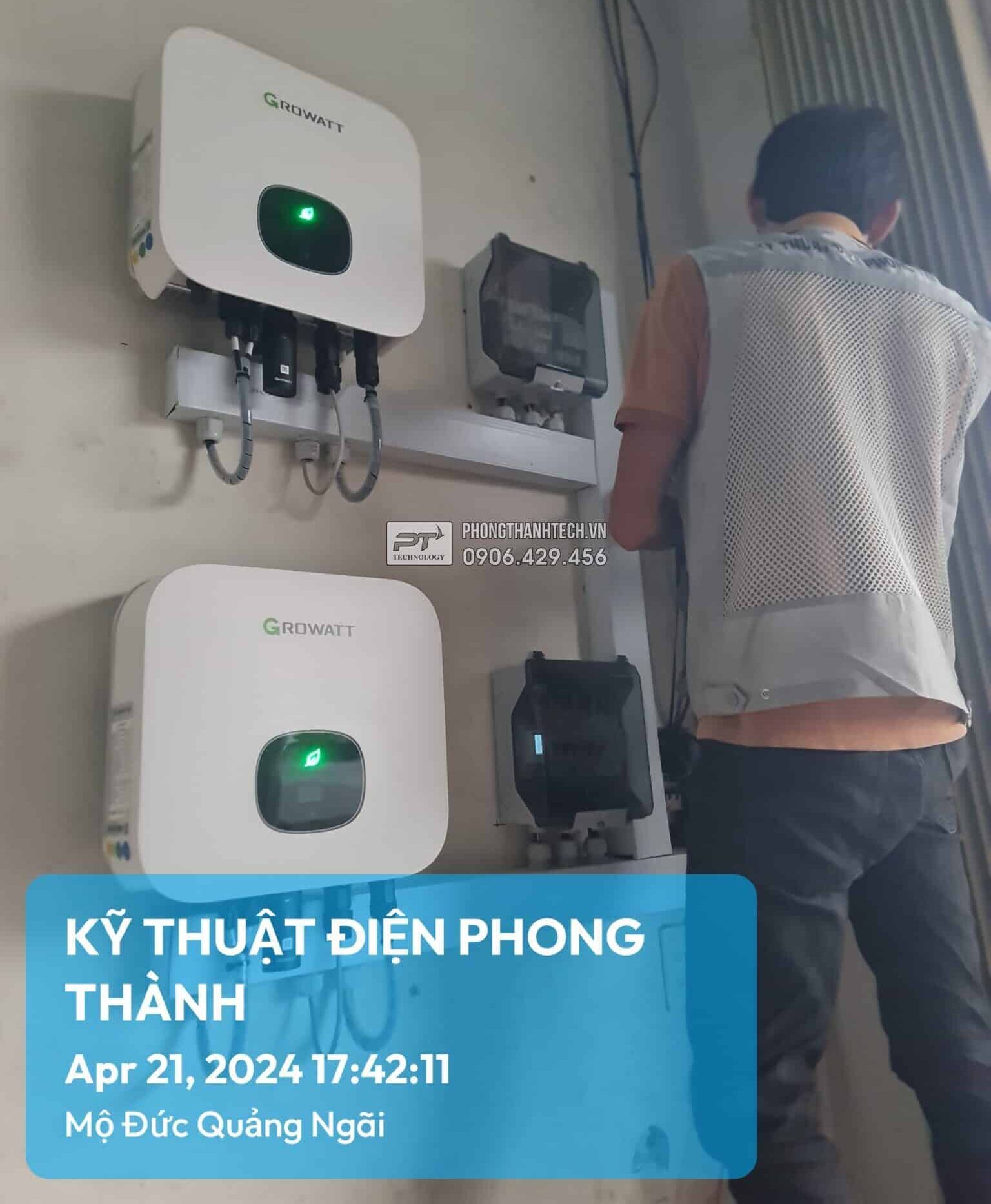 lắp inverter điện mặt trời tại trung tâm điện máy Quang Lợi